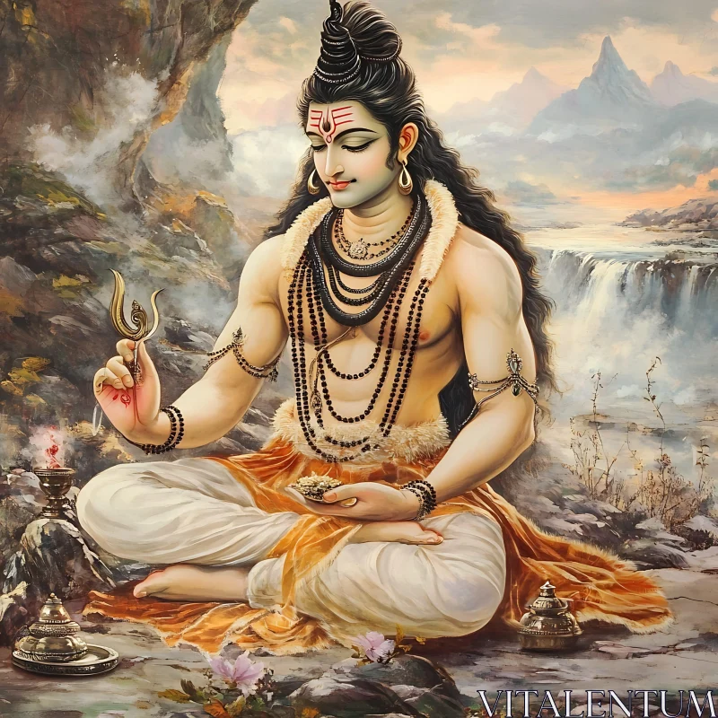Meditative Shiva Deity Illustration