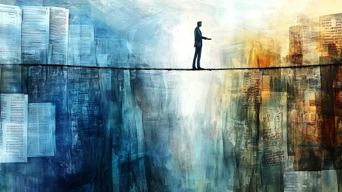 Precarious Balance: Man on a Tightrope