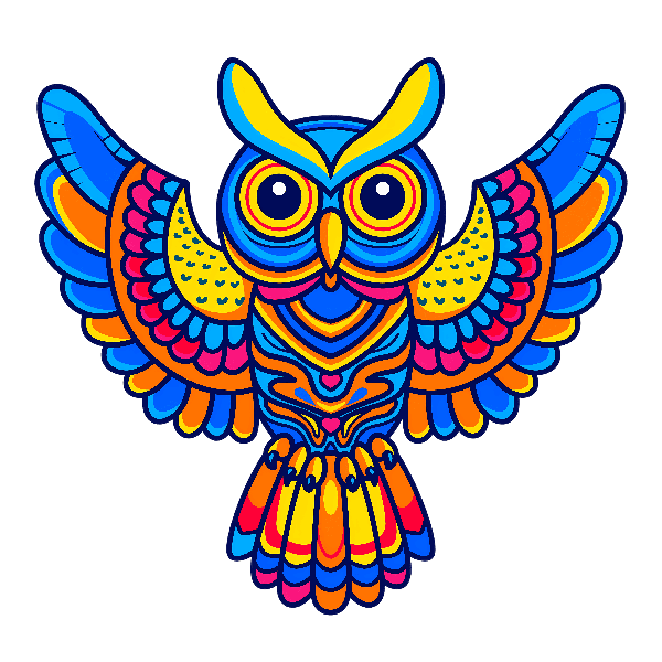 Vivid Owl Art on T-Shirt