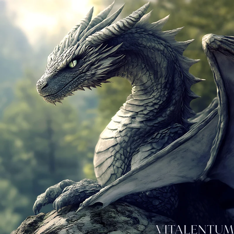 AI ART Fantasy Dragon in Forest Setting