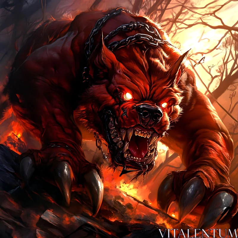 Red Monster with Chains