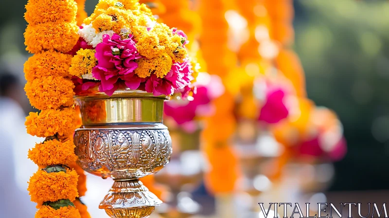 Festive Floral Display with Silver Vase