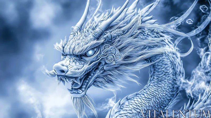 Icy Dragon in the Sky AI Image