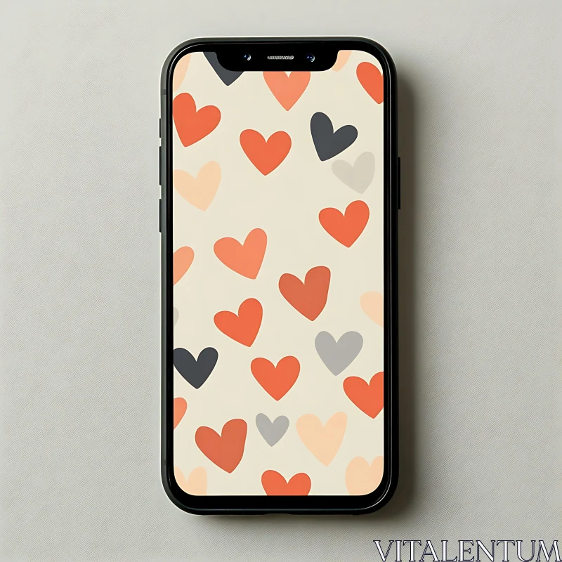 Mobile Phone with Hearts