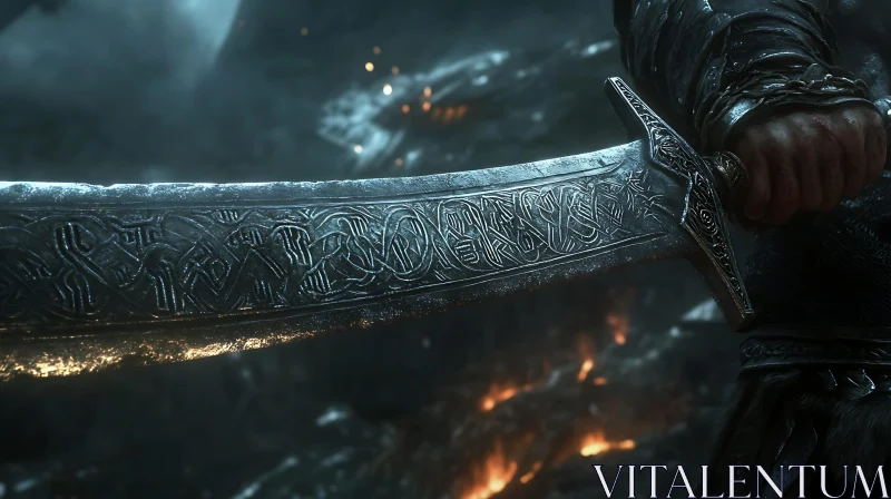 Warrior's Steel: Intricate Sword Design AI Image