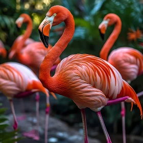 Flamingos Standing Tall