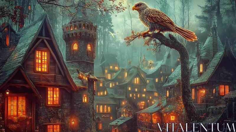 Eagle Overlooking Cozy Village