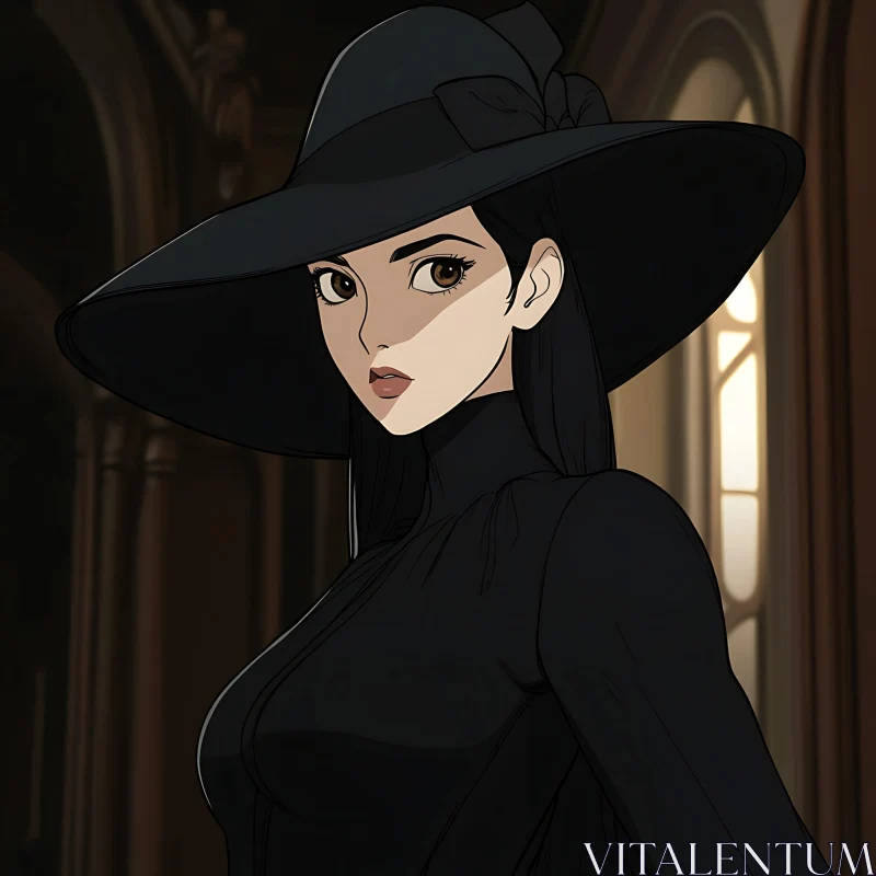 Stylish Woman with Hat Illustration