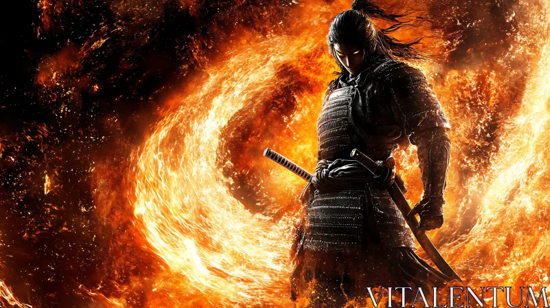 Warrior in Flames Digital Artwork