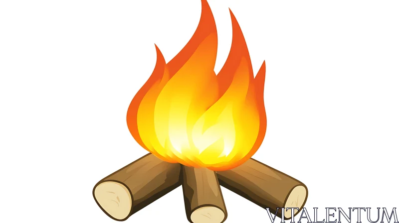 Burning Campfire Illustration AI Image