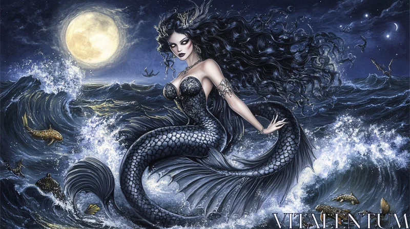 Mystical Mermaid Under the Moonlight