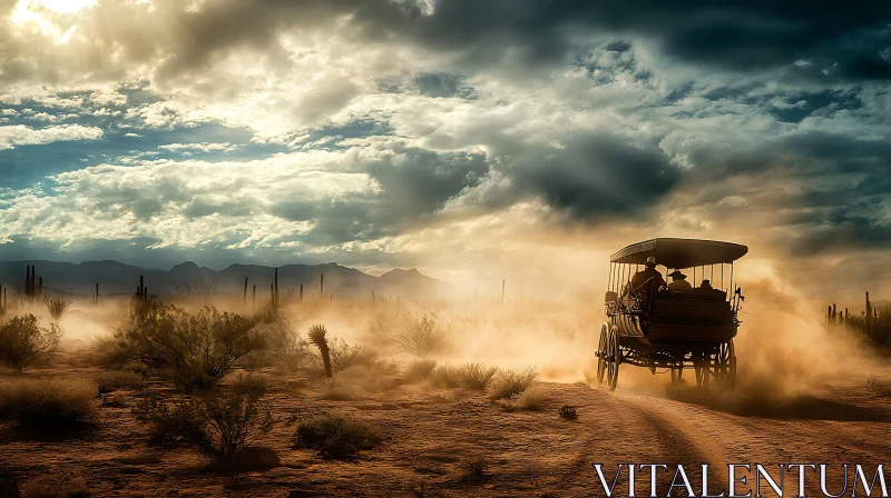 Vintage Carriage in Arid Desert Scene