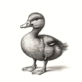 Duckling Sketch in Monochrome