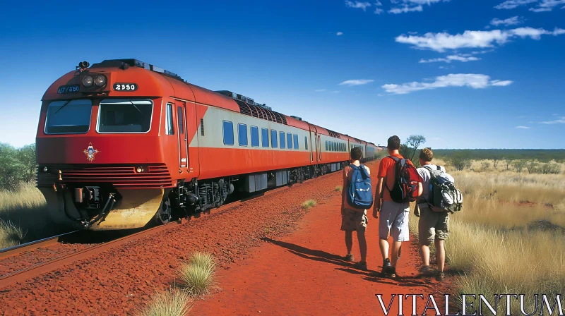 Red Train Through the Australian Outback
