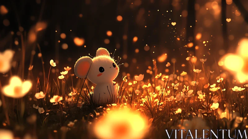 Mouse Among Glowing Flowers