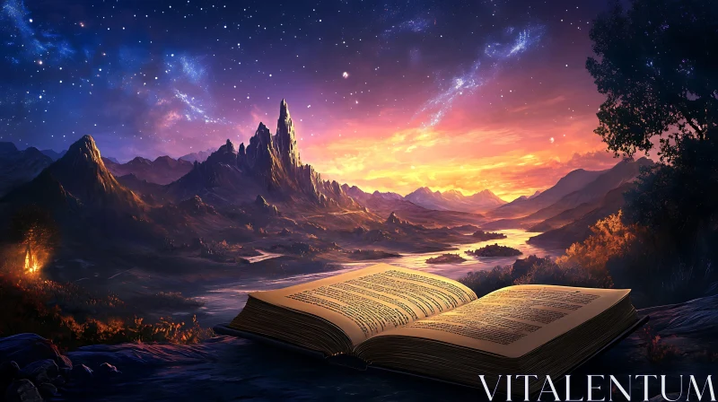 Open Book to Mountain Landscape