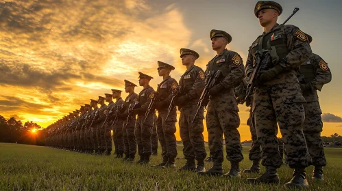 Line of Soldiers in Formation