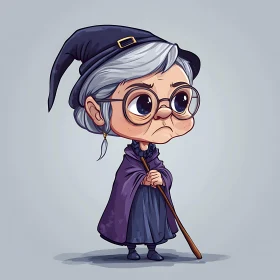 Whimsical Witch Cartoon with Broom