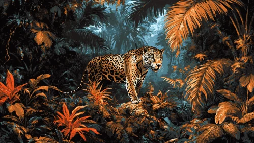 Jungle Jaguar Amidst Lush Foliage