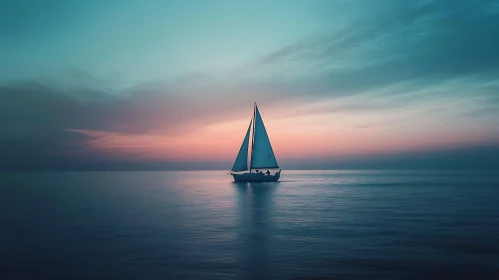Tranquil Sailboat at Sunset