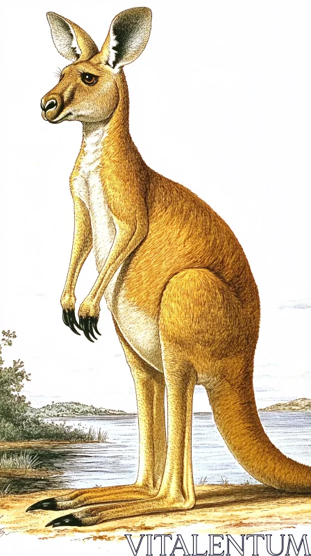 Wildlife Illustration of a Kangaroo