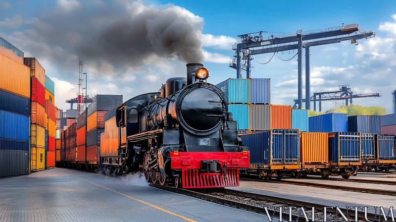 Old Locomotive Transporting Goods AI Image