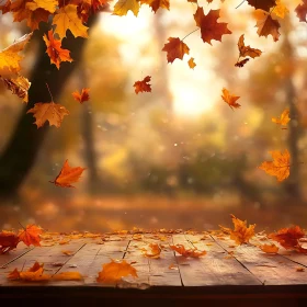 Autumnal Cascade: Leaves in Golden Light