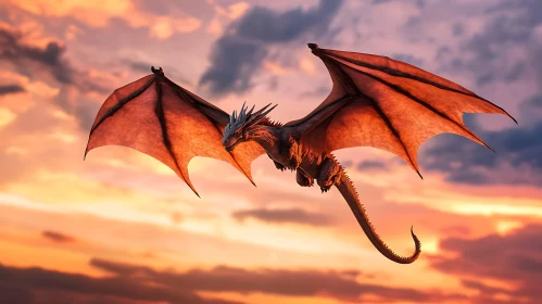 Dragon in Sunset Sky