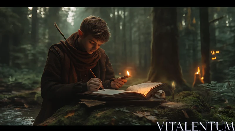 Elf Scribe Forest Writing