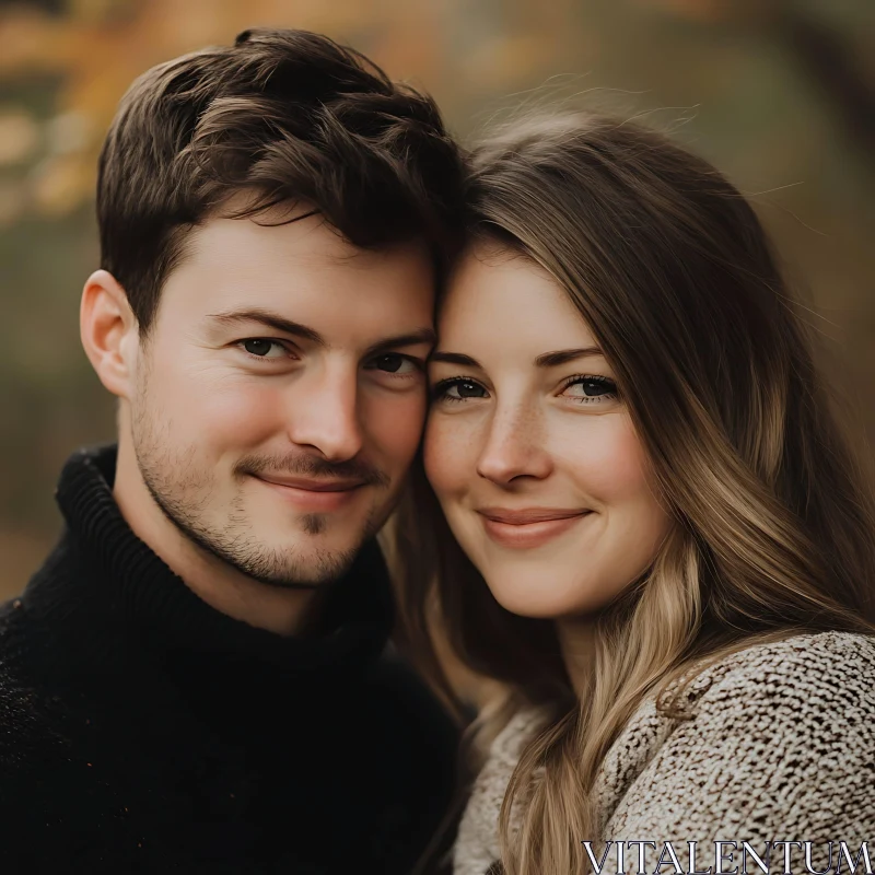 Young Couple Portrait in Autumn AI Image