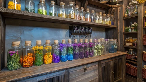 Dried Flowers in Glass Jars