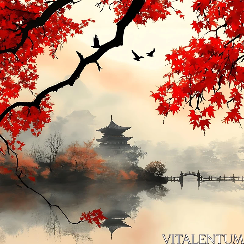 Pagoda Reflection in Autumn Hues
