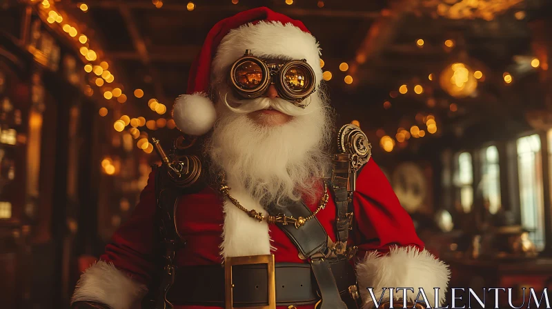 Santa Claus with Steampunk Goggles AI Image
