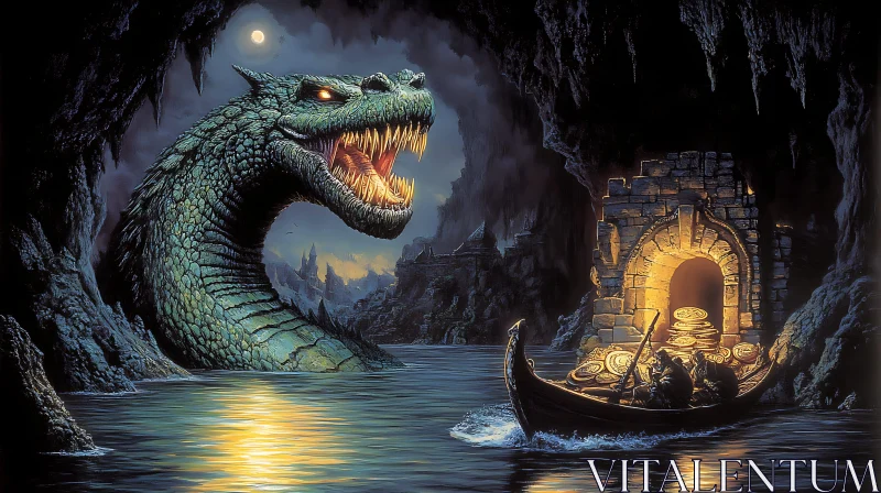 Emerald Dragon guarding Treasure