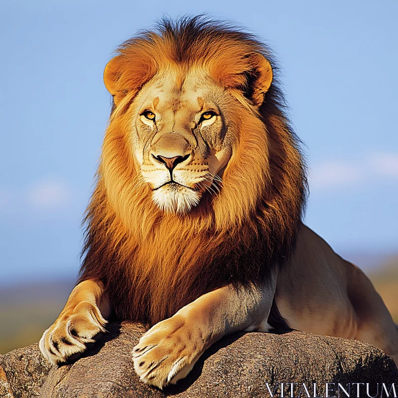Lion Resting on Rock