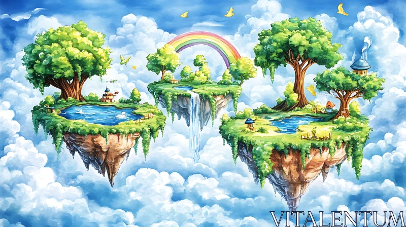 Fantasy Sky Islands Painting