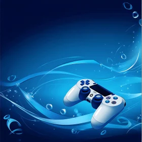 Floating Gamepad Controller on Blue Abstract Background