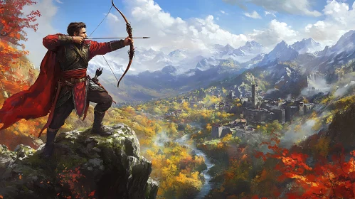 Medieval Archer Overlooking Valley Art