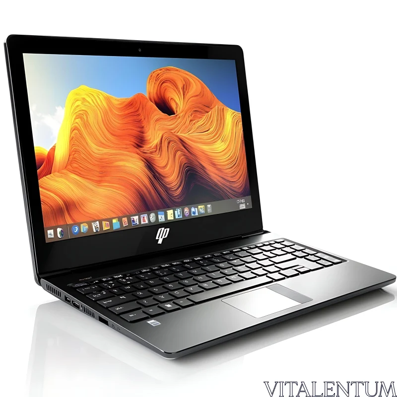 Black and Silver Laptop with Stunning Wallpaper