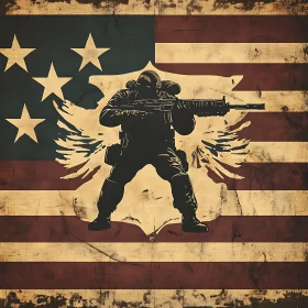 Patriotic Soldier: Strength and Freedom Art