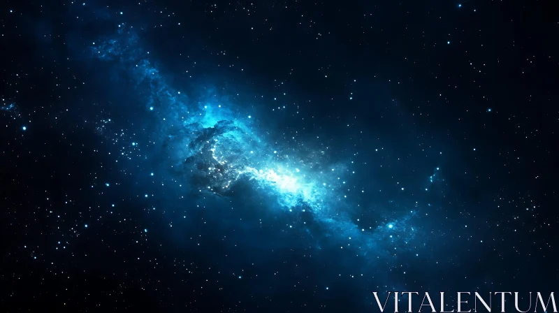 Azure Galaxy with Starry Field