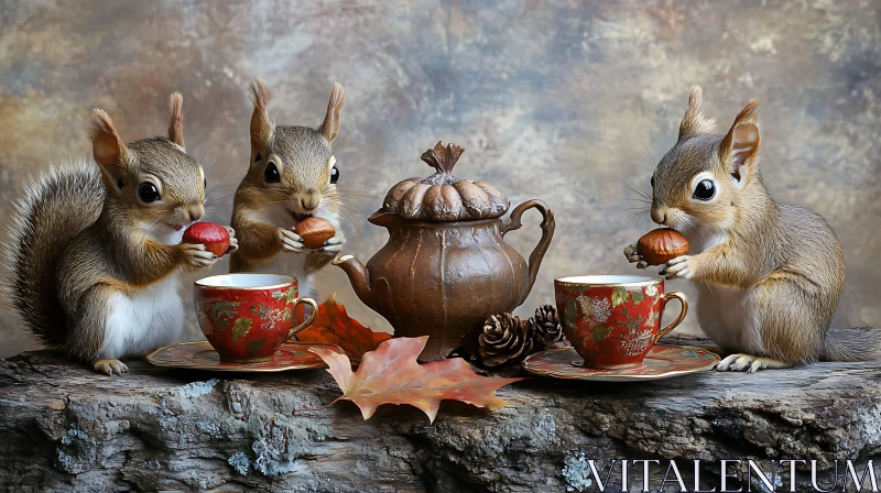 Whimsical Squirrels Tea Time