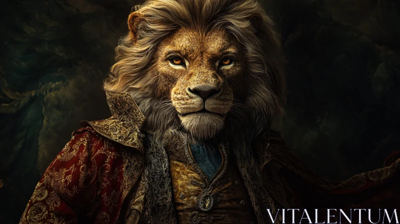 Royal Lion in Coat AI Image