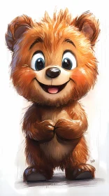 Smiling Animated Bear with Golden Fur
