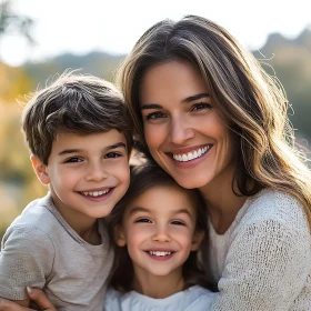 Radiant Mother with Children Portrait