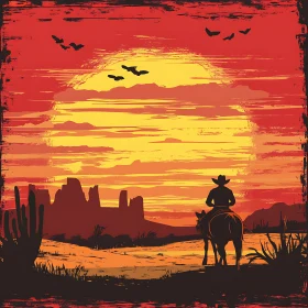 Lone Rider at Sunset