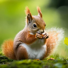 Cute Squirrel Eating Nut in Forest