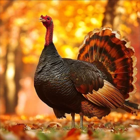 Wild Turkey in Fall Foliage