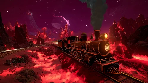 Night Train in a Fiery Landscape