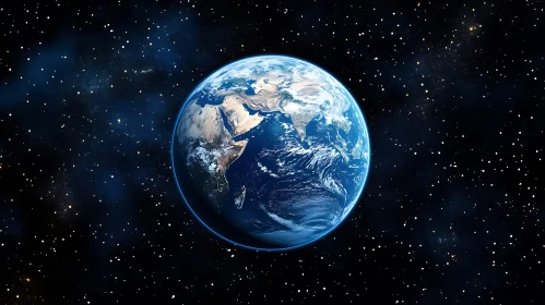 Planet Earth in Starry Space